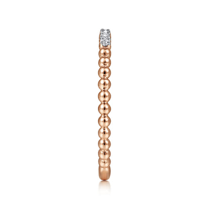 14K Rose Gold Bujukan Bead and Diamond Stackable Ring — Gabriel & Co. LR51823K45JJ