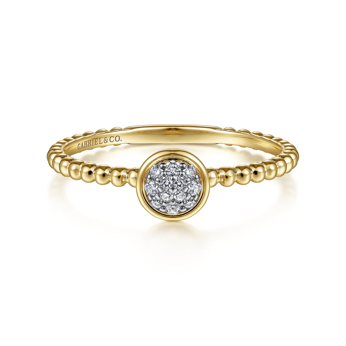14K Yellow Gold Bujukan Beaded Diamond Cluster Promise Ring — Gabriel & Co. LR51825Y45JJ
