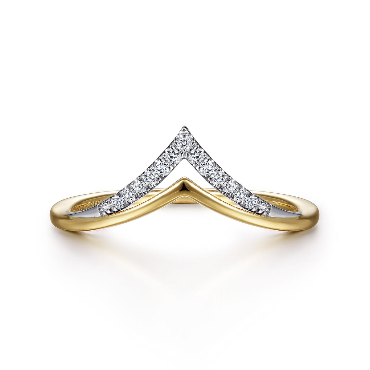14K White & Yellow Gold Diamond Chevron Ring — Gabriel & Co. LR51826M45JJ