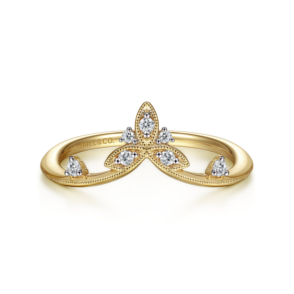 14K Yellow Gold Chevron Diamond Ring — Gabriel & Co. LR51841Y45JJ