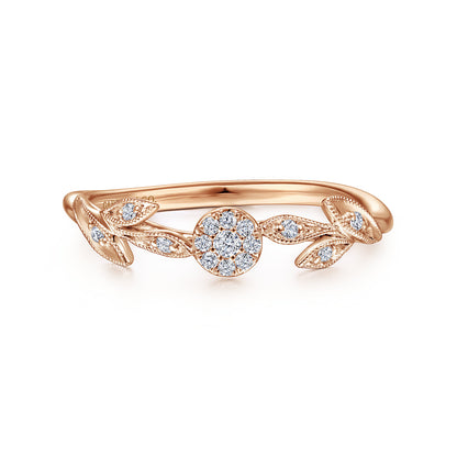 14K Rose Gold Floral Diamond Stackable Promise Ring — Gabriel & Co. LR51843K45JJ