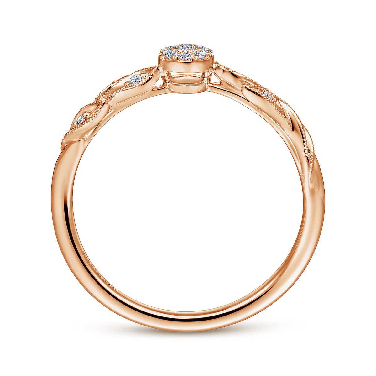 14K Rose Gold Floral Diamond Stackable Promise Ring — Gabriel & Co. LR51843K45JJ