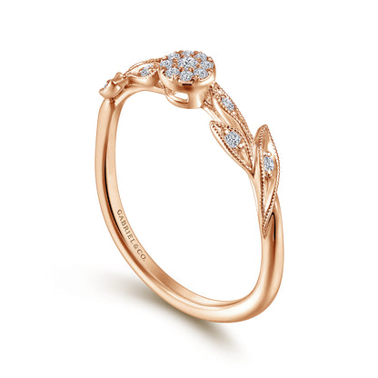 14K Rose Gold Floral Diamond Stackable Promise Ring — Gabriel & Co. LR51843K45JJ