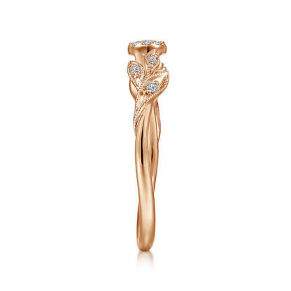 14K Rose Gold Floral Diamond Stackable Promise Ring — Gabriel & Co. LR51843K45JJ
