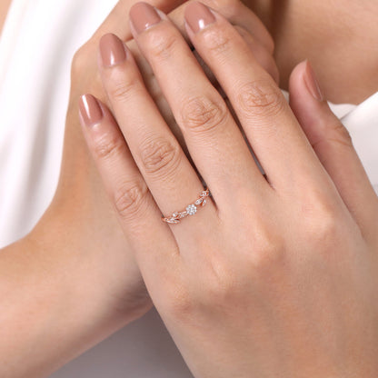 14K Rose Gold Floral Diamond Stackable Promise Ring — Gabriel & Co. LR51843K45JJ