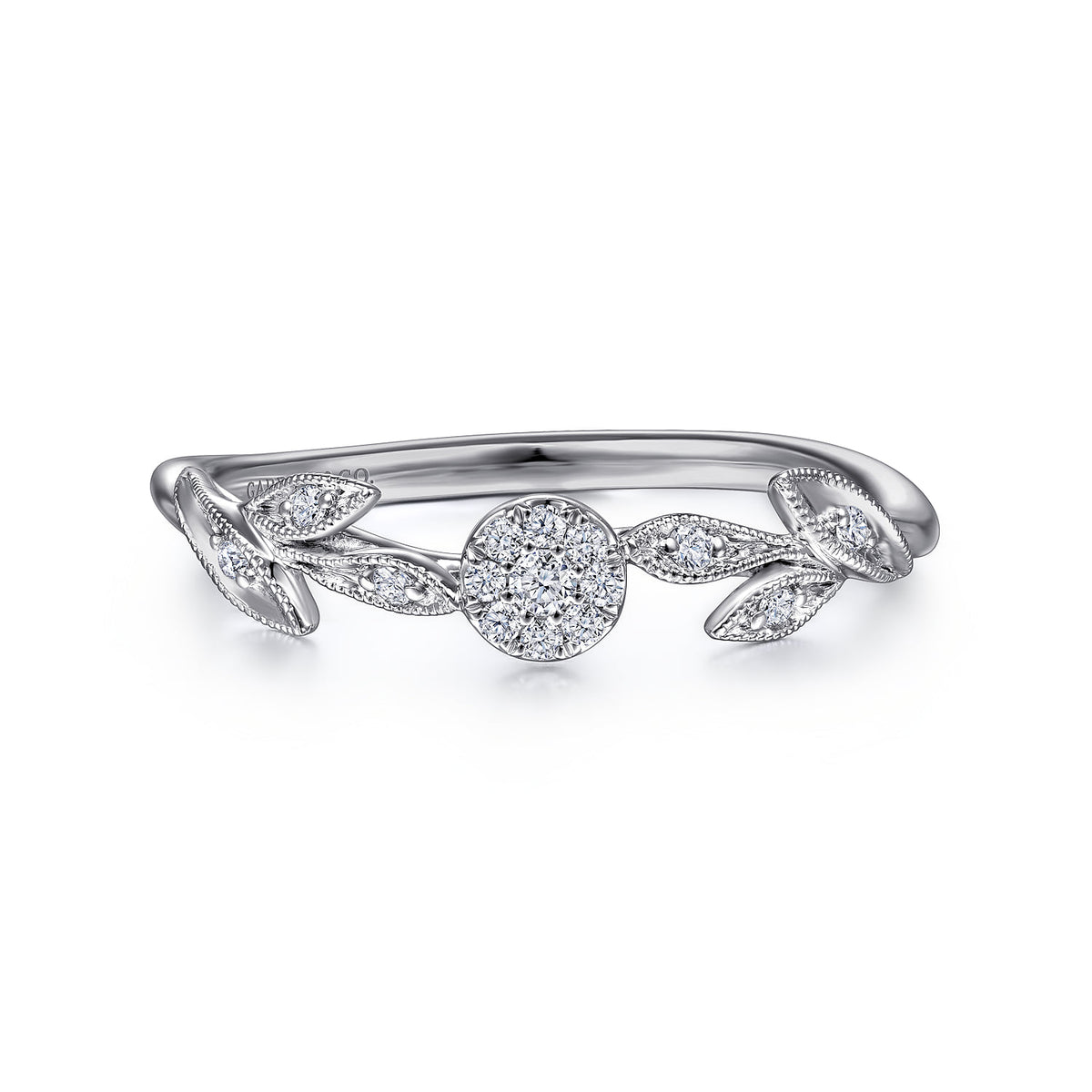 14K White Gold Floral Diamond Stackable Promise Ring — Gabriel & Co. LR51843W45JJ