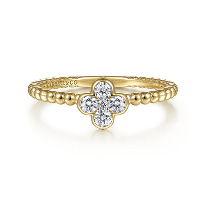 Beaded Stackable Single Ring 14K Yellow Gold Diamond 0.2ct Bujukan — Gabriel & Co. LR51911Y45JJ