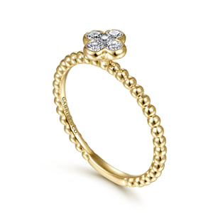 Beaded Stackable Single Ring 14K Yellow Gold Diamond 0.2ct Bujukan — Gabriel & Co. LR51911Y45JJ