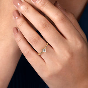 Beaded Stackable Single Ring 14K Yellow Gold Diamond 0.2ct Bujukan — Gabriel & Co. LR51911Y45JJ