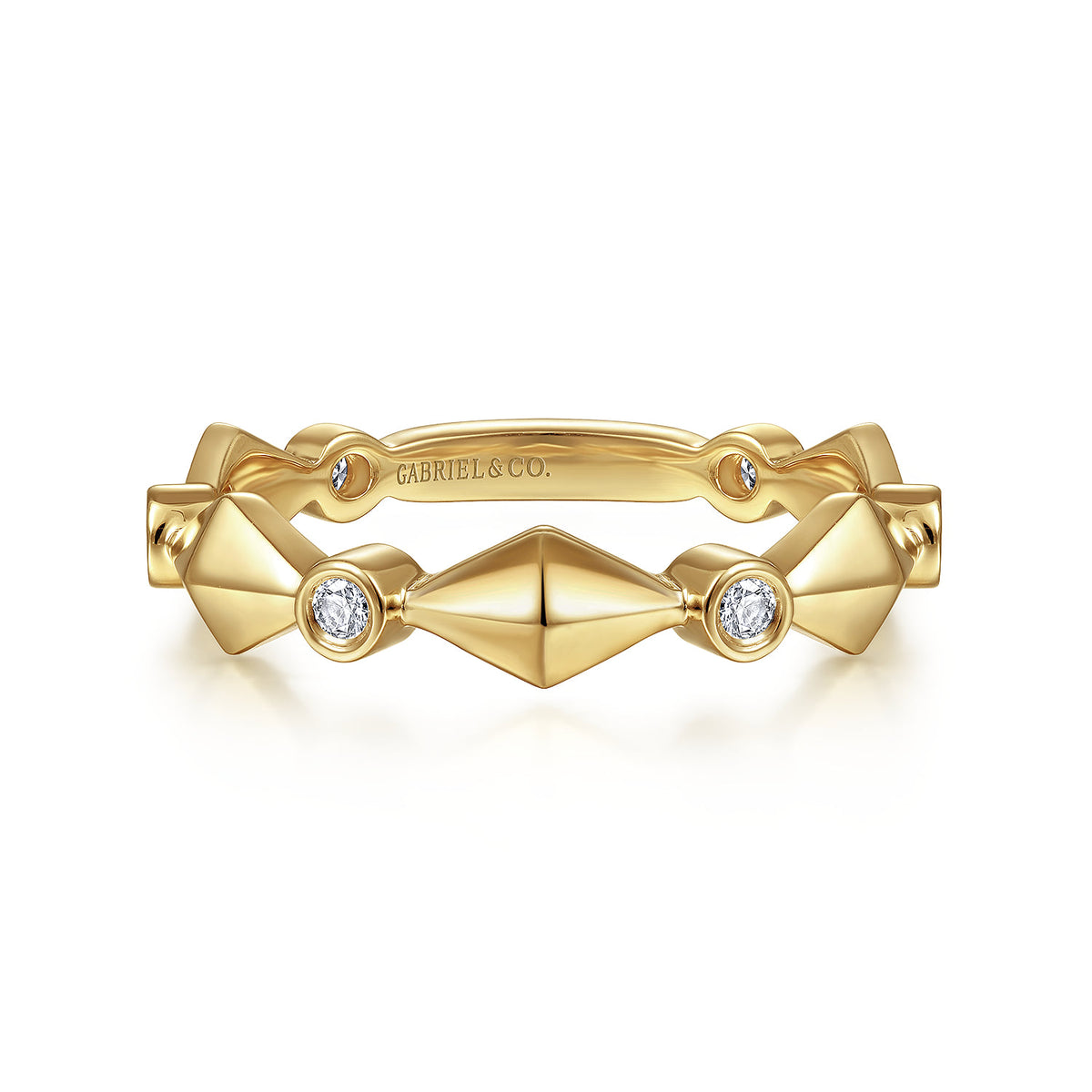 14K Yellow Gold Alternating Geometric and Diamond Station Ring — Gabriel & Co. LR51919Y45JJ