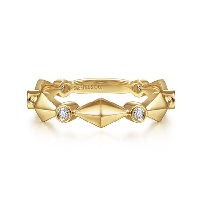 14K Yellow Gold Alternating Geometric and Diamond Station Ring — Gabriel & Co. LR51919Y45JJ