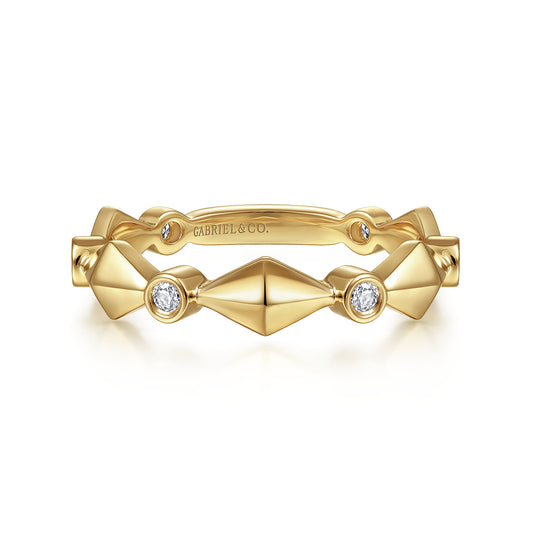 14K Yellow Gold Alternating Geometric and Diamond Station Ring — Gabriel & Co. LR51919Y45JJ