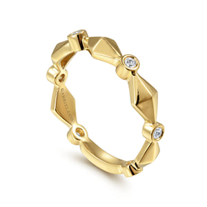 14K Yellow Gold Alternating Geometric and Diamond Station Ring — Gabriel & Co. LR51919Y45JJ