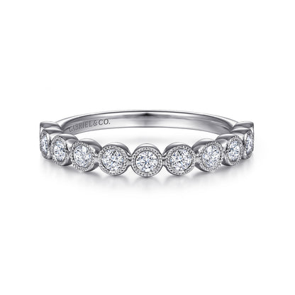 14K White Gold Milgrain Bezel Diamond Stackable Ring — Gabriel & Co. LR51932W45JJ