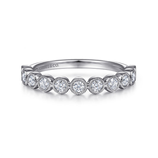14K White Gold Milgrain Bezel Diamond Stackable Ring — Gabriel & Co. LR51932W45JJ