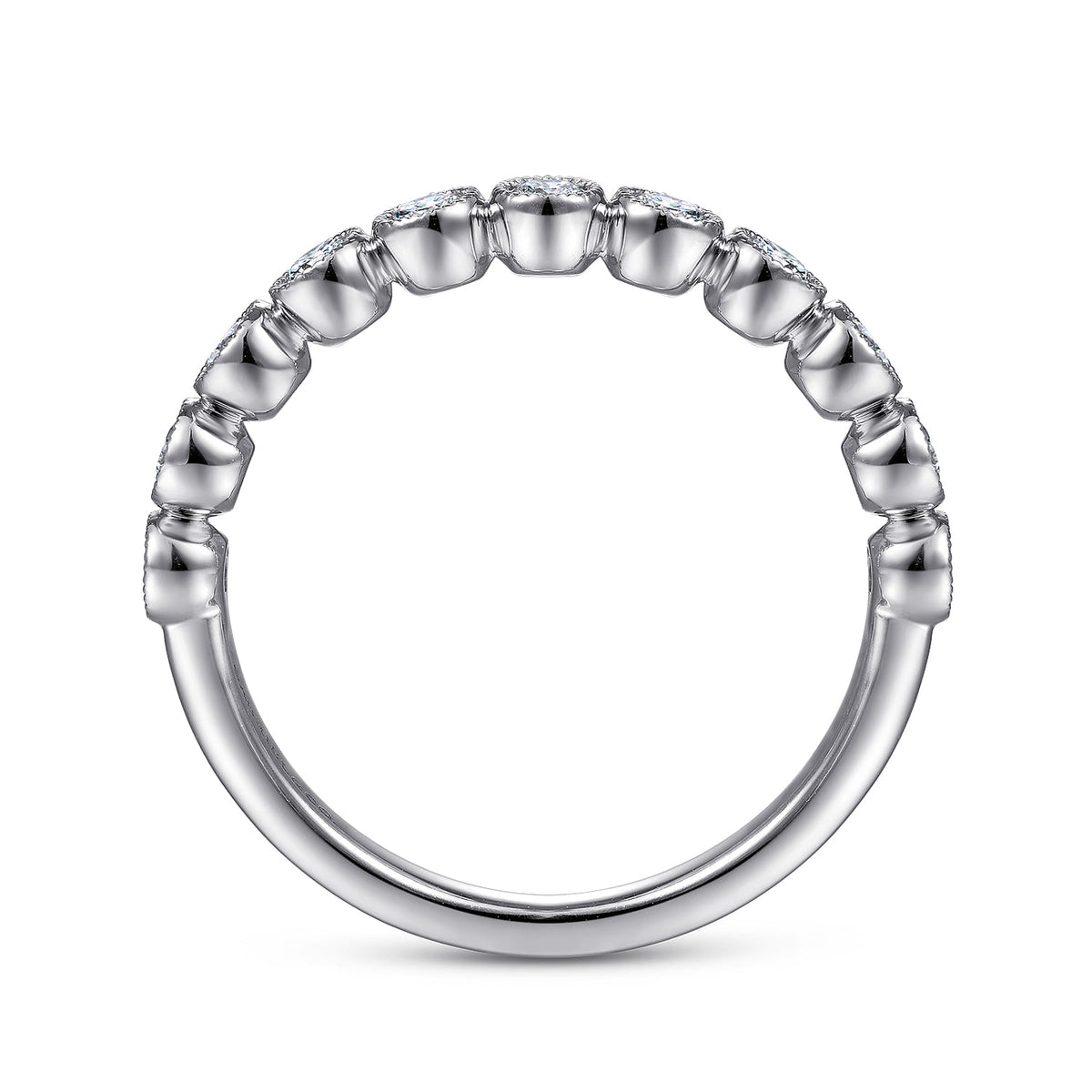 14K White Gold Milgrain Bezel Diamond Stackable Ring — Gabriel & Co. LR51932W45JJ