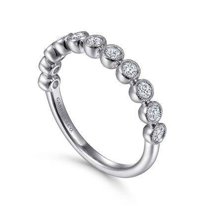 14K White Gold Milgrain Bezel Diamond Stackable Ring — Gabriel & Co. LR51932W45JJ