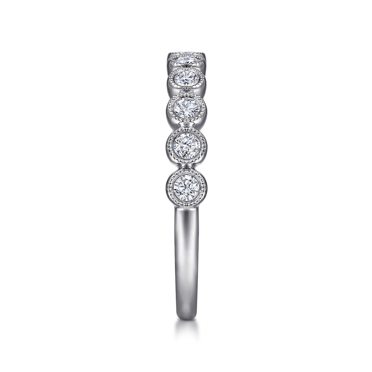14K White Gold Milgrain Bezel Diamond Stackable Ring — Gabriel & Co. LR51932W45JJ