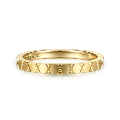 14K Yellow Gold X Pattern Stackable Ring — Gabriel & Co. LR51942Y4JJJ