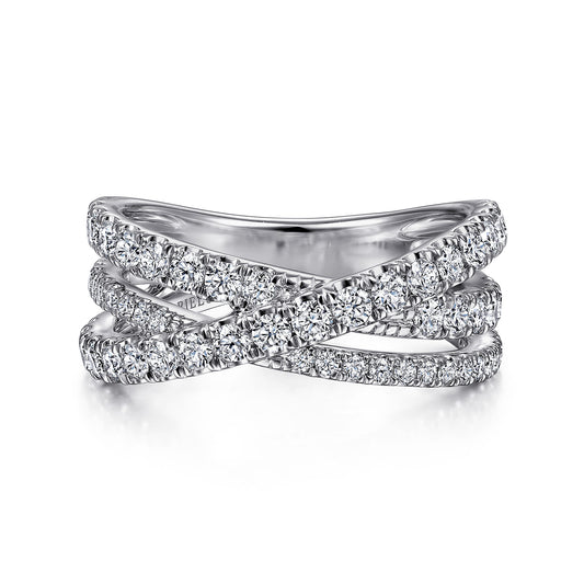 14K White Gold Diamond Criss Cross Ring — Gabriel & Co. LR51992W45JJ