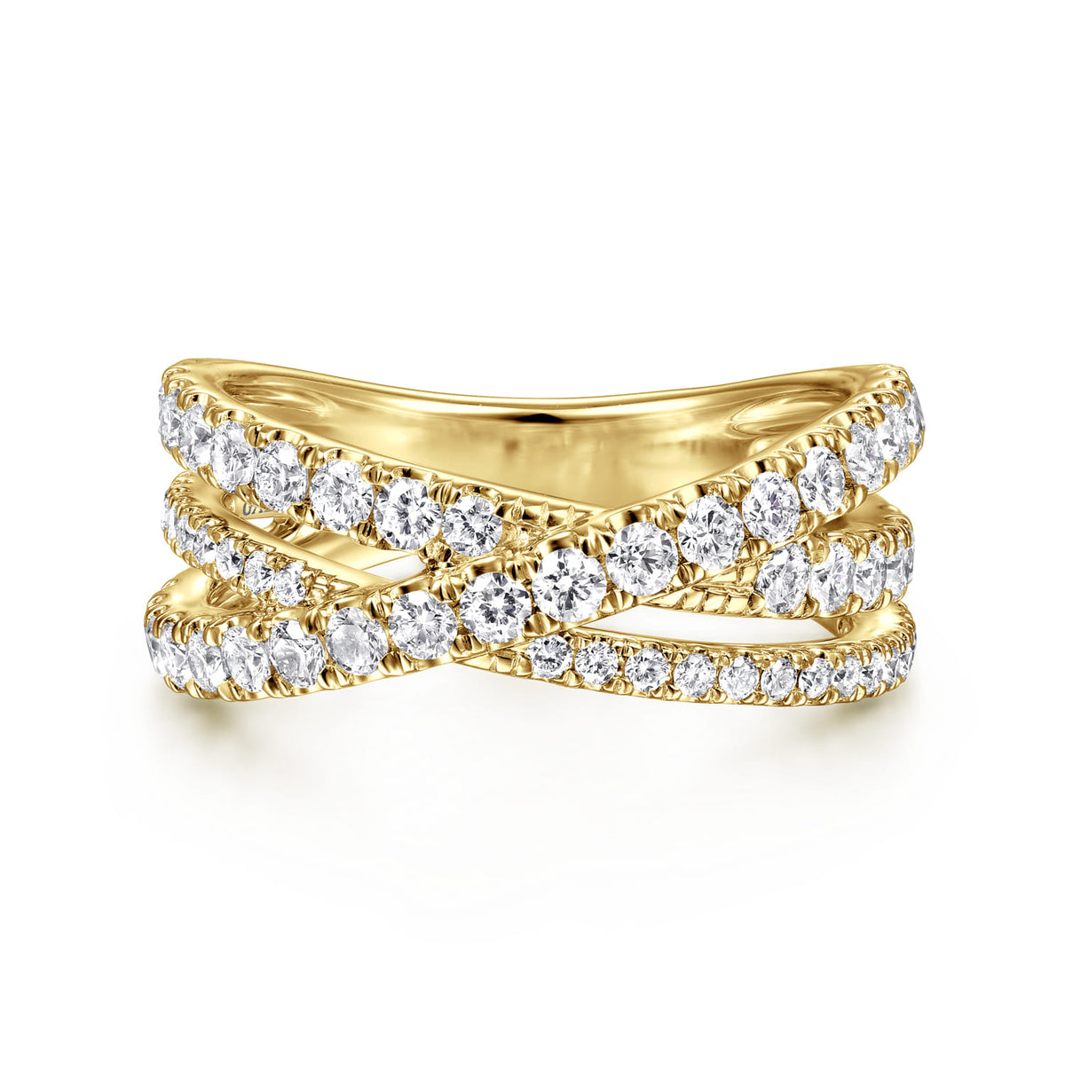 14K Yellow Gold Diamond Criss Cross Ring — Gabriel & Co. LR51992Y45JJ