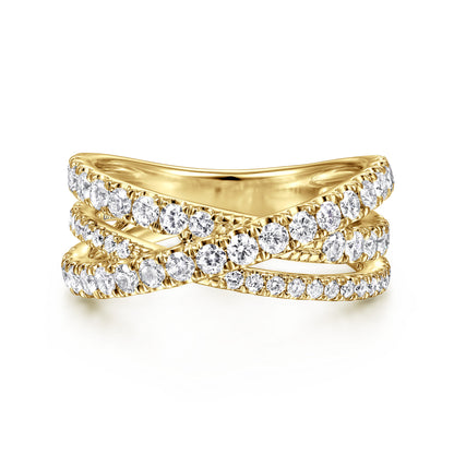 14K Yellow Gold Diamond Criss Cross Ring — Gabriel & Co. LR51992Y45JJ