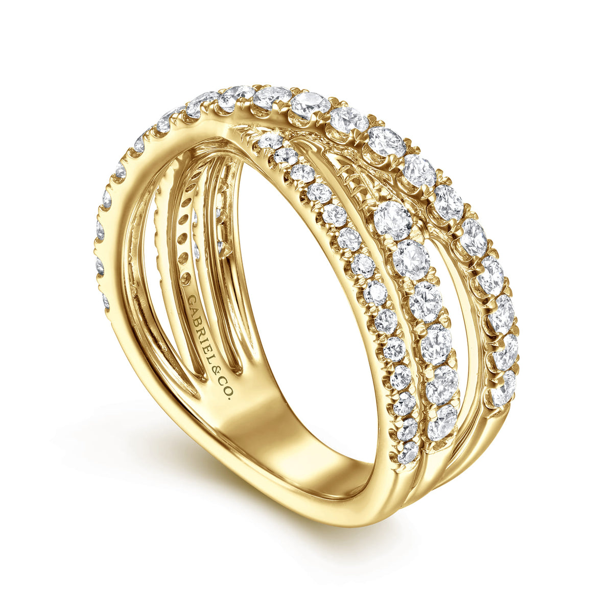 14K Yellow Gold Diamond Criss Cross Ring — Gabriel & Co. LR51992Y45JJ