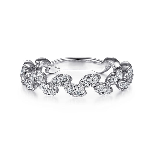 14K White Gold Diamond Leaf Ring — Gabriel & Co. LR52009W45JJ