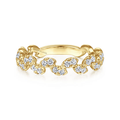 14K Yellow Gold Diamond Leaf Ring — Gabriel & Co. LR52009Y45JJ