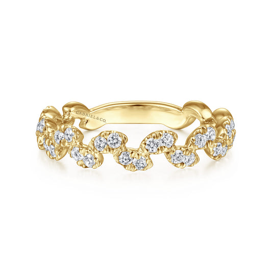 14K Yellow Gold Diamond Leaf Ring — Gabriel & Co. LR52009Y45JJ