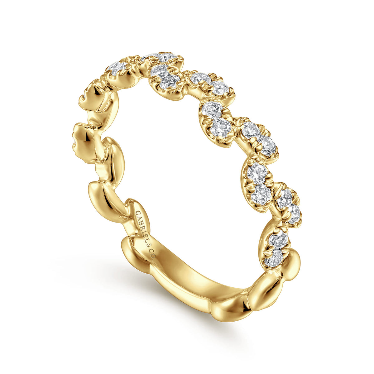 14K Yellow Gold Diamond Leaf Ring — Gabriel & Co. LR52009Y45JJ