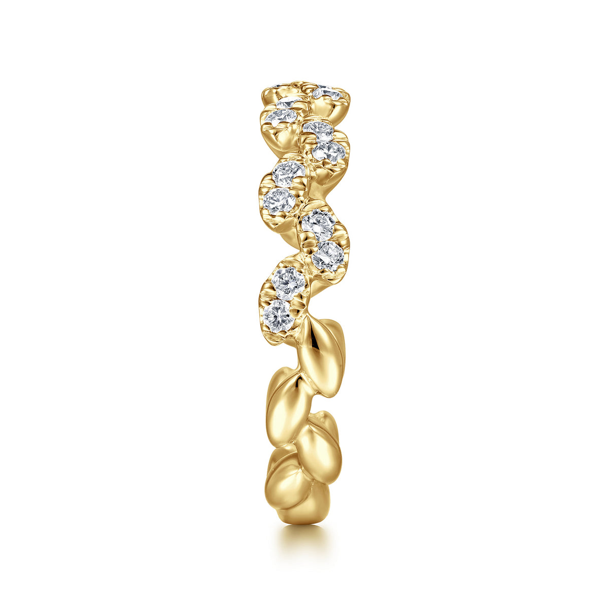 14K Yellow Gold Diamond Leaf Ring — Gabriel & Co. LR52009Y45JJ