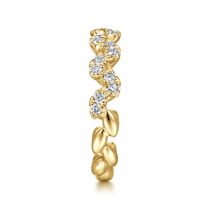 14K Yellow Gold Diamond Leaf Ring — Gabriel & Co. LR52009Y45JJ