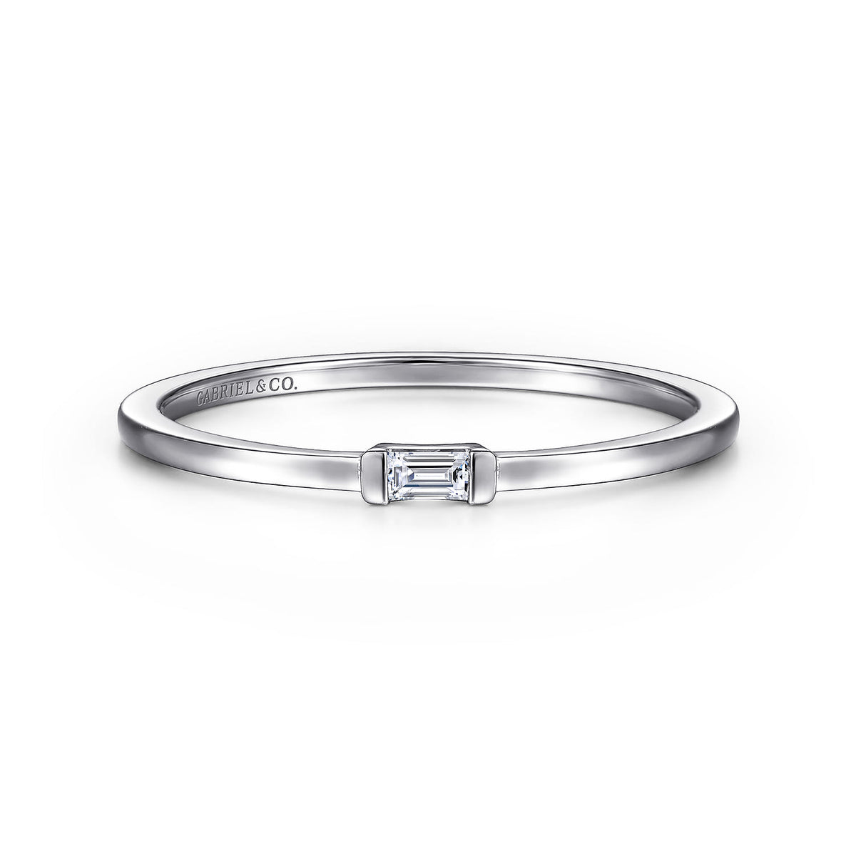 14K White Gold Promise Ring with Diamond Baguette — Gabriel & Co. LR52077W43JJ