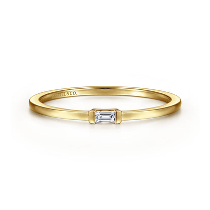14K Yellow Gold Promise Ring with Diamond Baguette — Gabriel & Co. LR52077Y43JJ