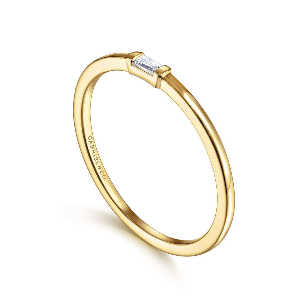 14K Yellow Gold Promise Ring with Diamond Baguette — Gabriel & Co. LR52077Y43JJ