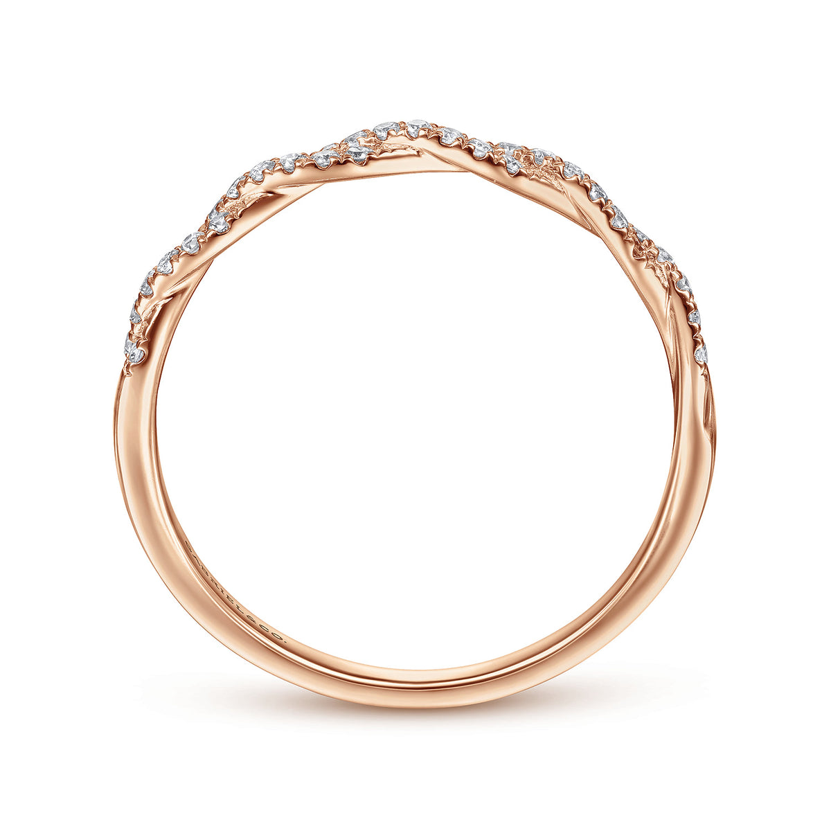 14K Rose Gold Twisted Diamond Stackable Ring — Gabriel & Co. LR52078K45JJ