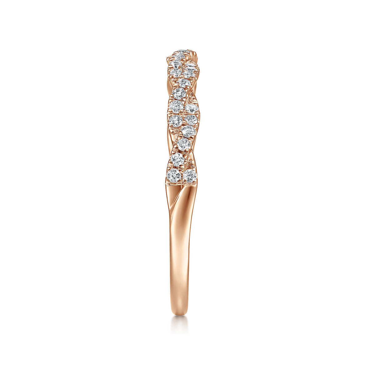 14K Rose Gold Twisted Diamond Stackable Ring — Gabriel & Co. LR52078K45JJ