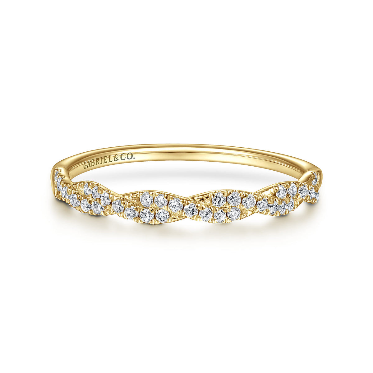 14K Yellow Gold Twisted Diamond Stackable Ring — Gabriel & Co. LR52078Y45JJ