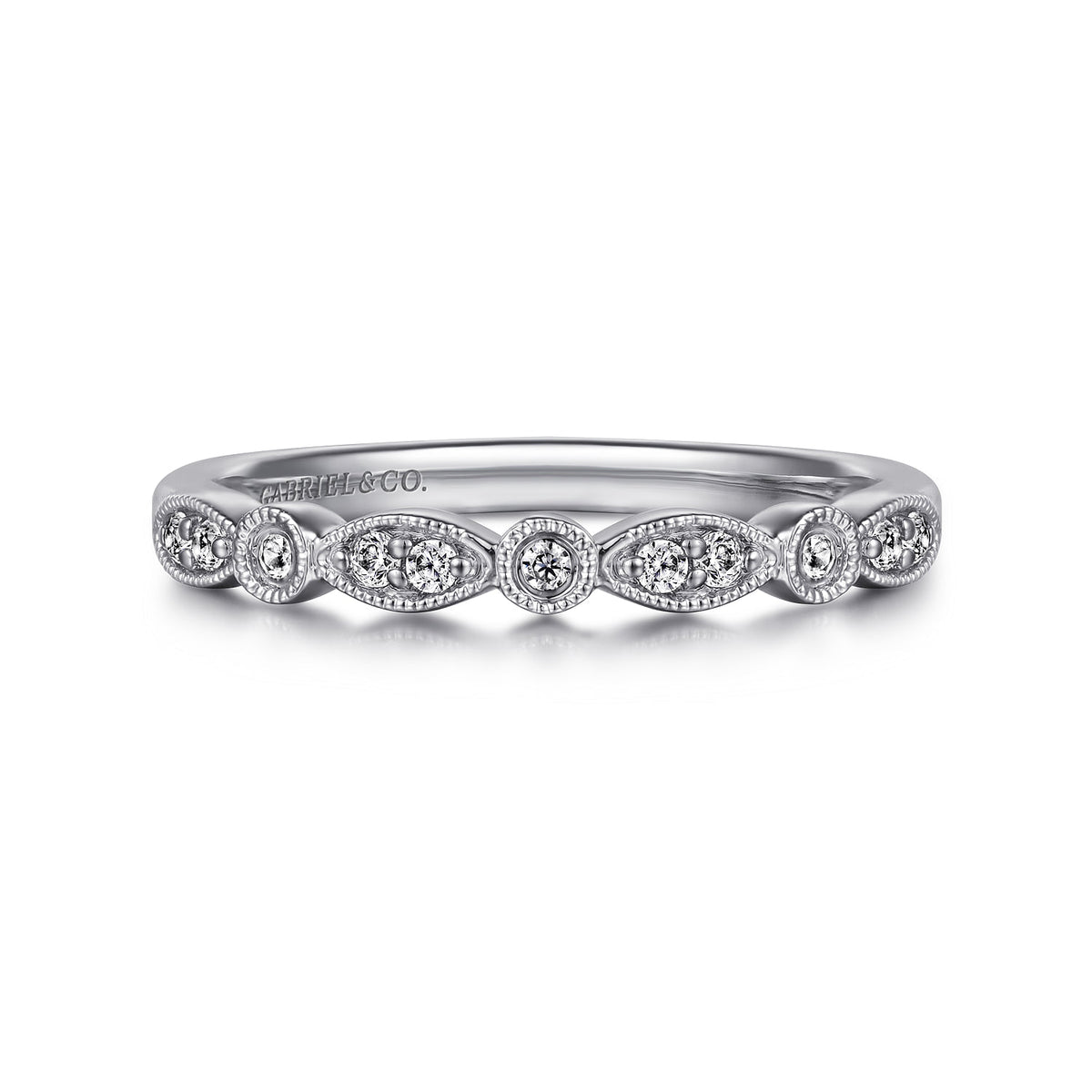 14K White Gold Diamond Stackable Ladies Ring — Gabriel & Co. LR52107W45JJ