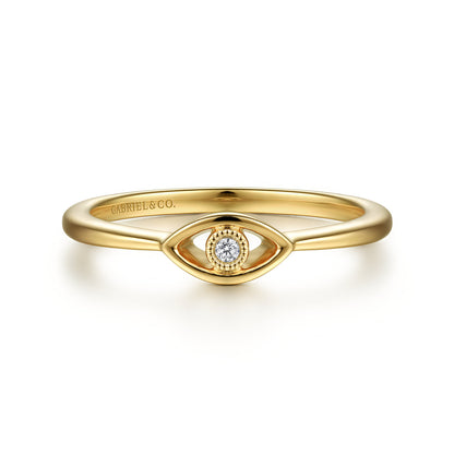14K Yellow Gold Dainty Evil Eye Diamond Ring — Gabriel & Co. LR52110Y45JJ
