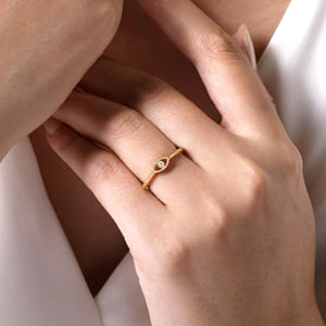 14K Yellow Gold Dainty Evil Eye Diamond Ring — Gabriel & Co. LR52110Y45JJ