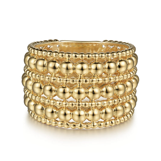 14K Yellow Gold Bujukan Beaded Easy Stackable Ring — Gabriel & Co. LR52146Y4JJJ