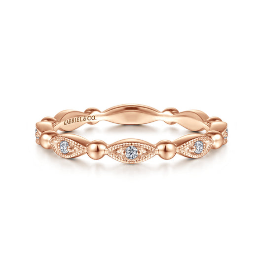 14K Rose Gold Bujukan Marquise Station Diamond Ring — Gabriel & Co. LR52157K45JJ