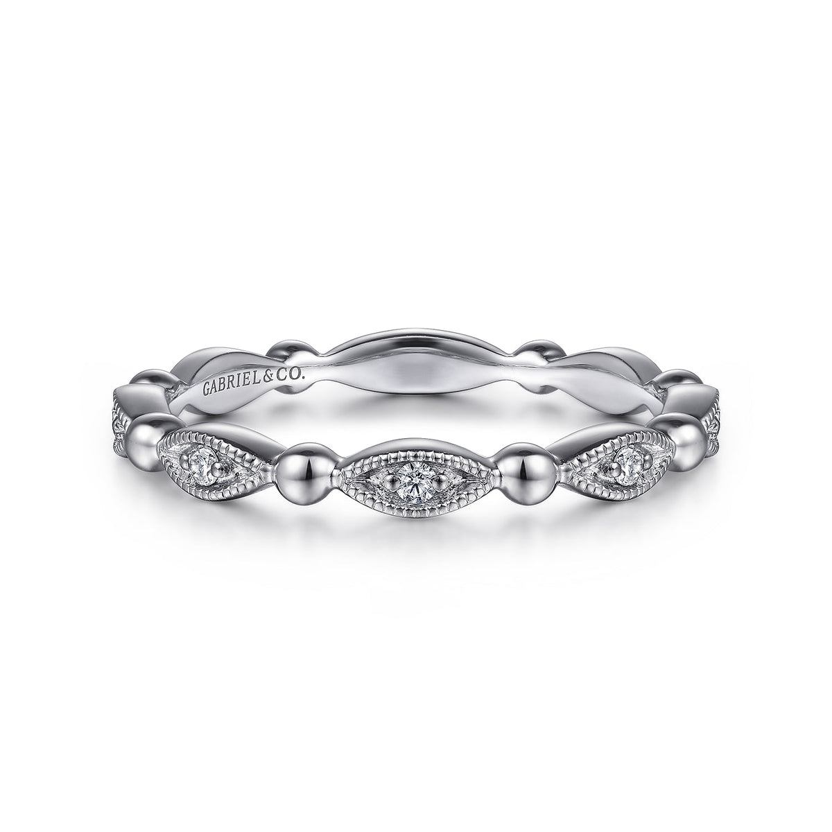 14K White Gold Diamond Stackable Ring-Bujukan — Gabriel & Co. LR52157W45JJ