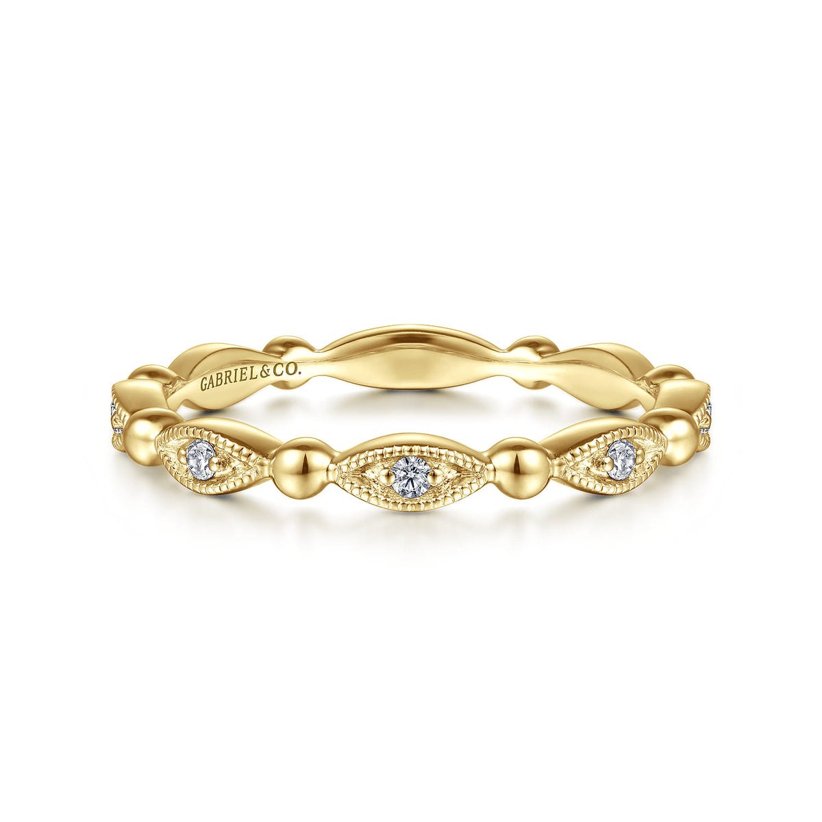 14K Yellow Gold Bujukan Marquise Station Diamond Ring — Gabriel & Co. LR52157Y45JJ