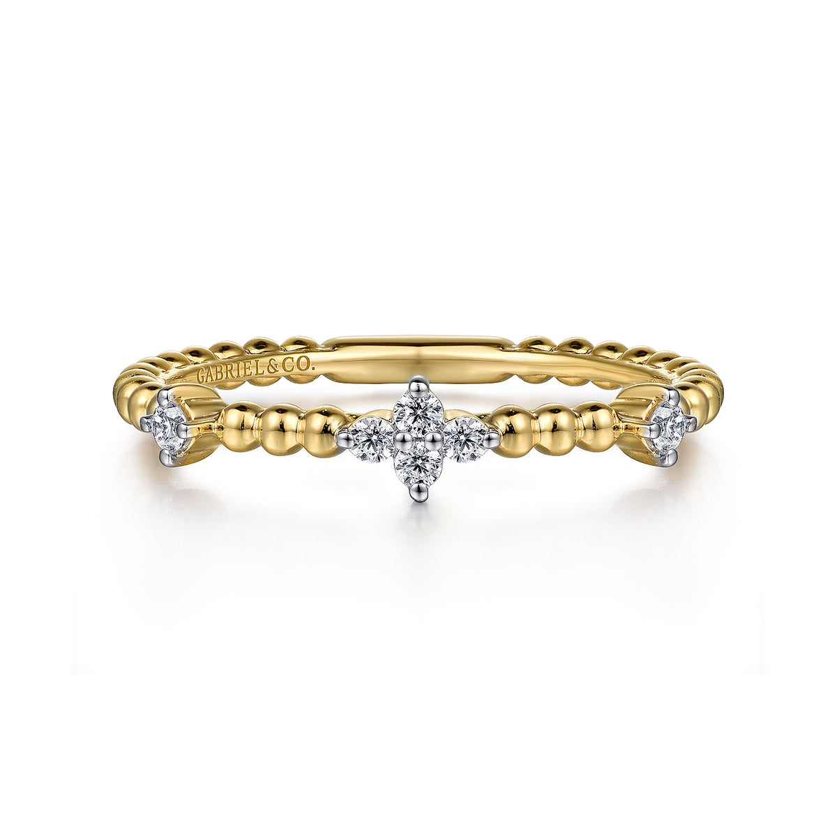 14K Yellow Gold Diamond Station Bujukan Stackable Ring — Gabriel & Co. LR52159Y45JJ