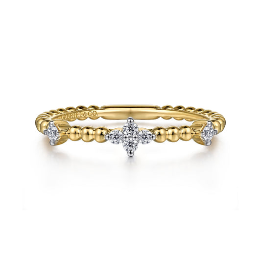 14K Yellow Gold Diamond Station Bujukan Stackable Ring — Gabriel & Co. LR52159Y45JJ