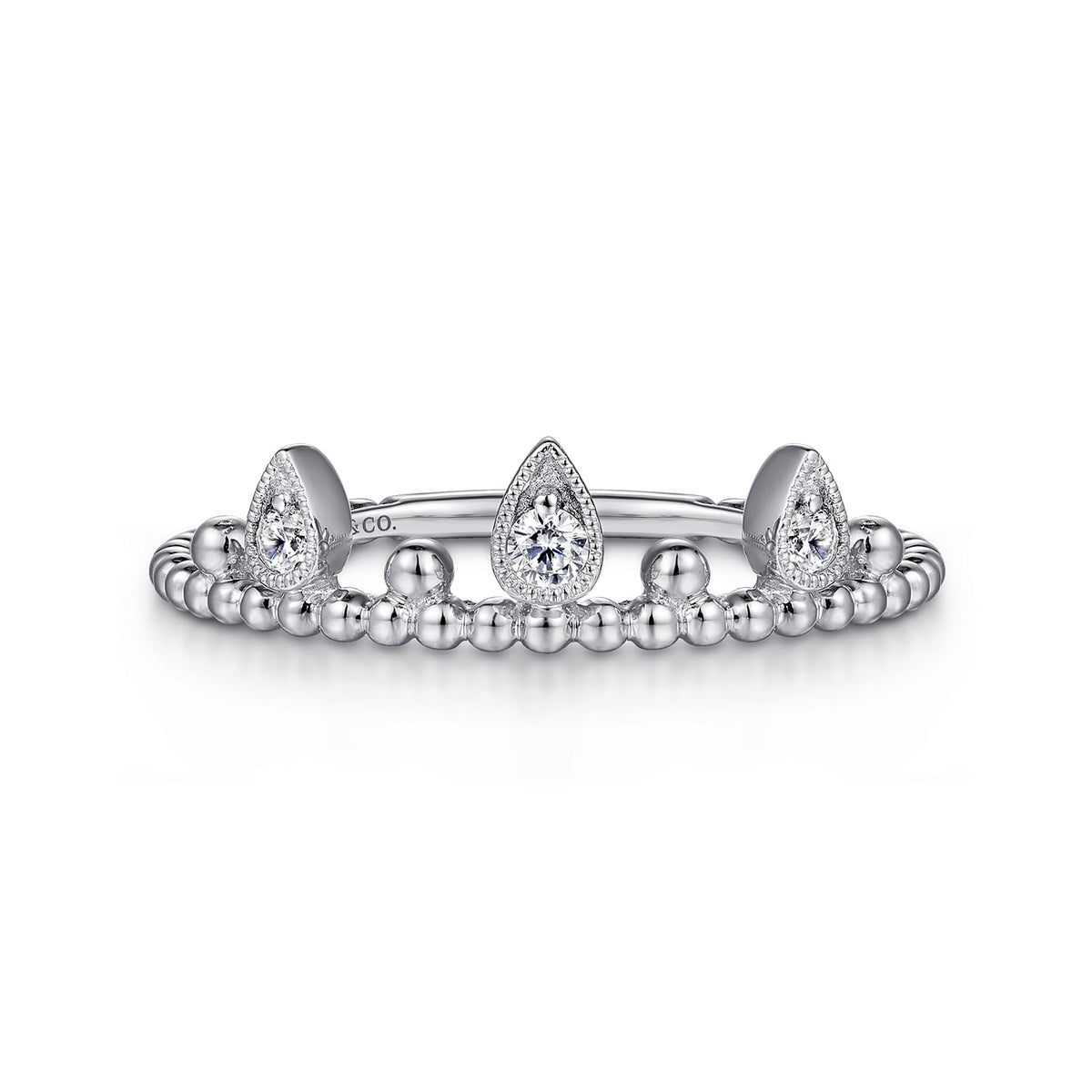 14K White Gold Diamond Crown Bujukan Ring — Gabriel & Co. LR52162W45JJ