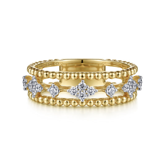 14K Yellow Gold Diamond and Bujukan Bead Easy Stackable Ring — Gabriel & Co. LR52199Y45JJ